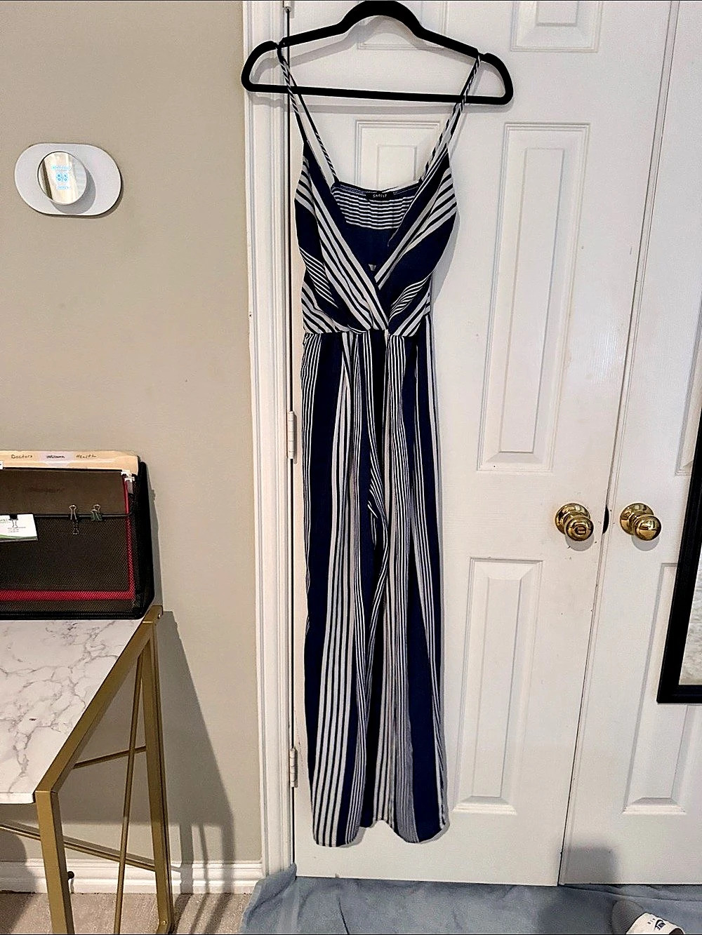 Shoe17 Striped Jumpsuit in Blue & White